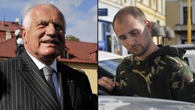 Prezident Václav Klaus a muž, který na něj střílel