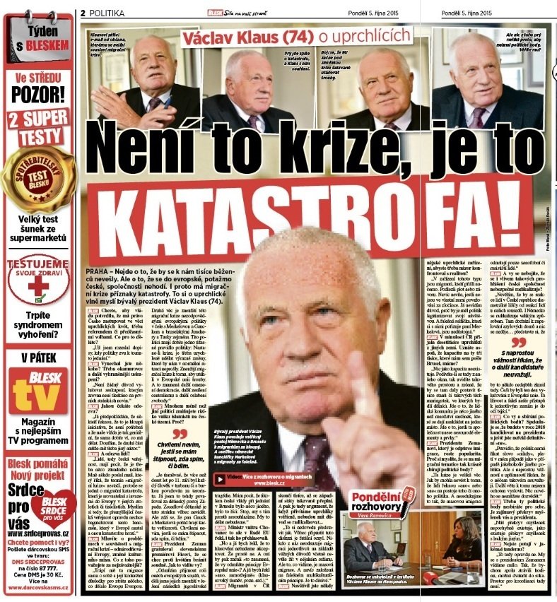 Václav Klaus o uprchlické krizi