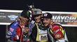 Zleva druhý Greg Hancock z USA, vítěz Jason Doyle z Austrálie a třetí Václav Milík z ČR