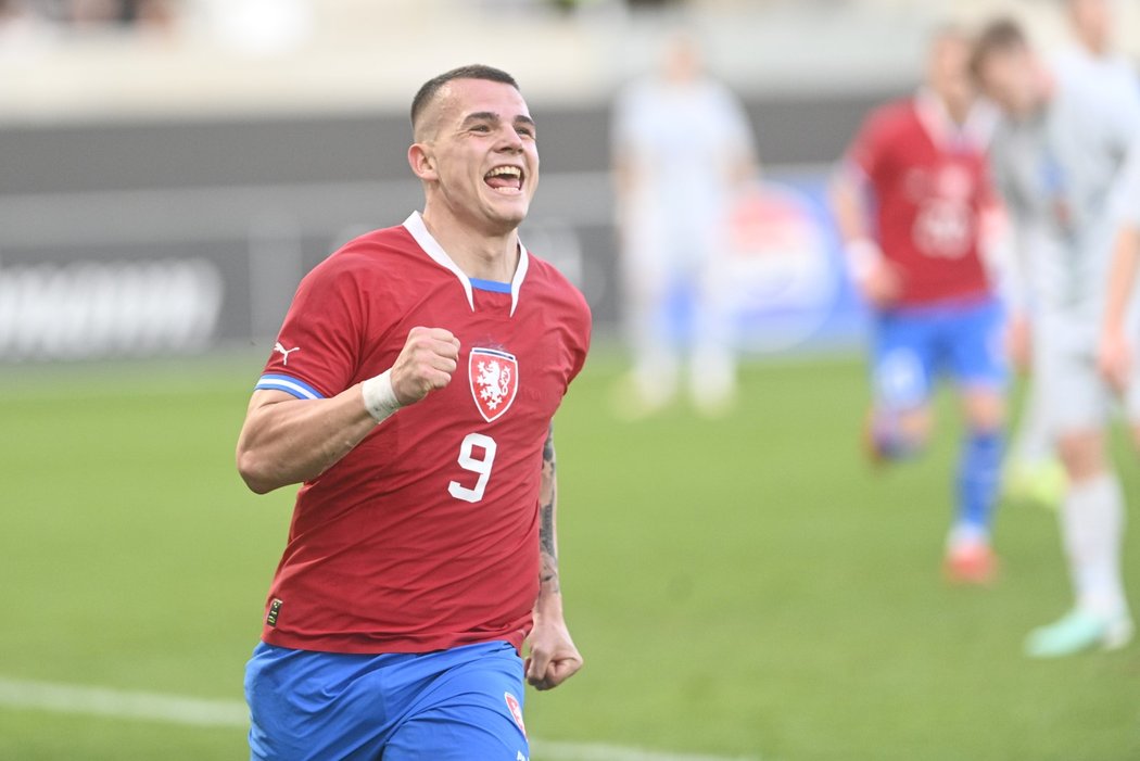 Václav Sejk se raduje z úvodní trefy zápasu s Islandem