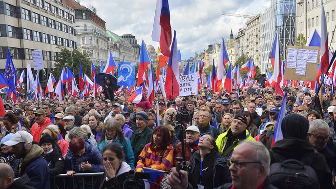 Demonstrace na Václavském náměstí 28. 8. 2022