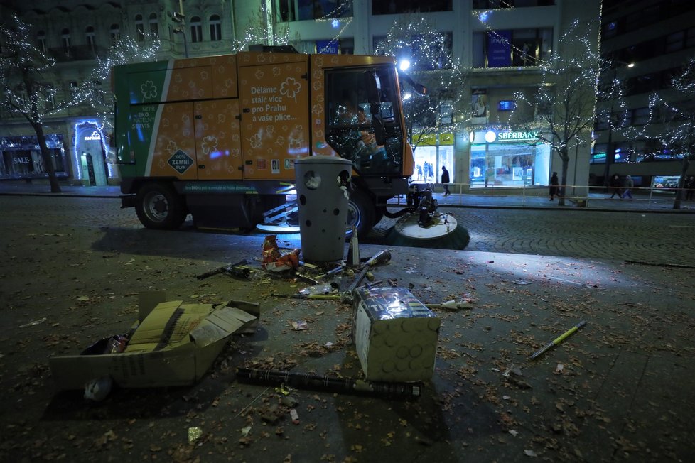 Posilvestrovský úklid v centru Prahy, 1. 1. 2019