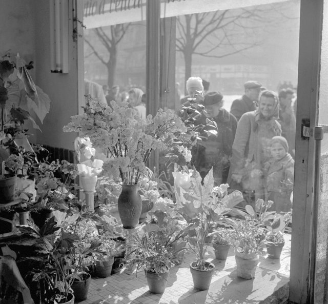 Květinářství na Václavském náměstí roku 1962.