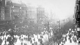 Manifestace během vzniku samostatného Československa roku 1918