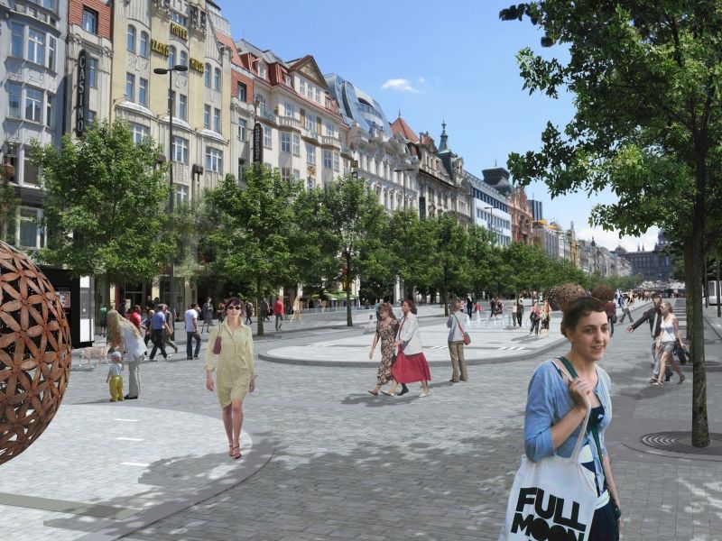 Vizualizace finální podoby Václavského náměstí po ukončení všech etap rekonstrukce