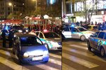 Čtyři houkající vozy stíhaly na Václavském náměstí auto značky Renault.