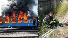 U nádraží v Plzni vzplál vagón: Dva hasiči zkolabovali! Zásah komplikovalo horko