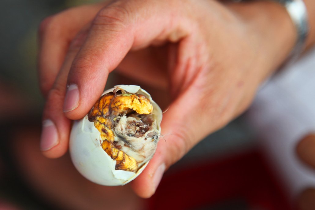 Asijská specialita balut neboli vařené ptačí embryo