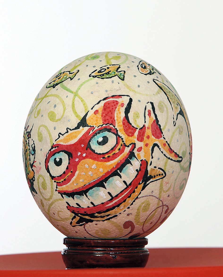 Krásné vajíčko s rybičkou vyrobil výtvarník Pavel Šťastný