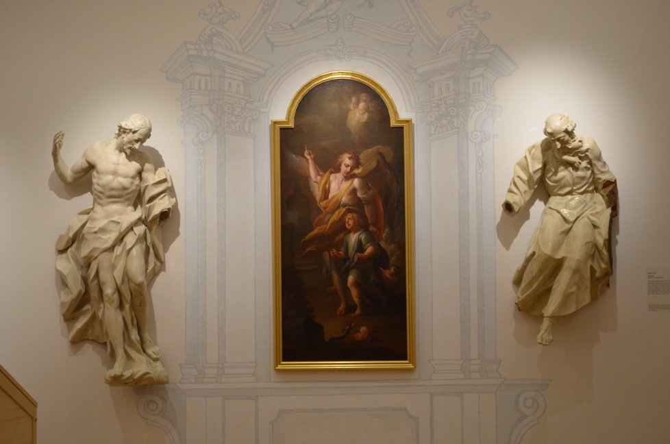Oltářní obraz s andělem strážným je z Uherského Brodu od Josefa I. Sádlera