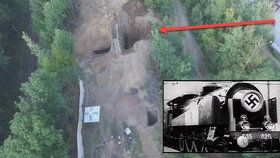 Dron natočil údajný vchod k nacistickému vlaku.