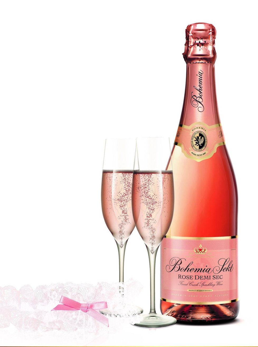 Bohemia Sekt Rosé valentýnská edice, cca 140 Kč.