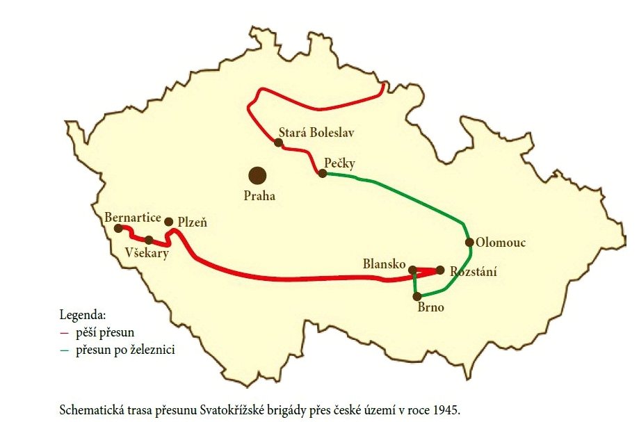 Tudy se přes Česko přesouvala Svatokřížská brigáda.