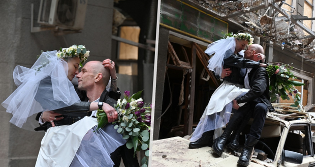 Svatba v sutinách Charkova: Zdravotníci Nasťa s Antonem se vzali strašné válce navzdory