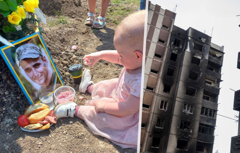Malá holčička symbolicky posnídala s mrtvým tatínkem, který padl na Ukrajině