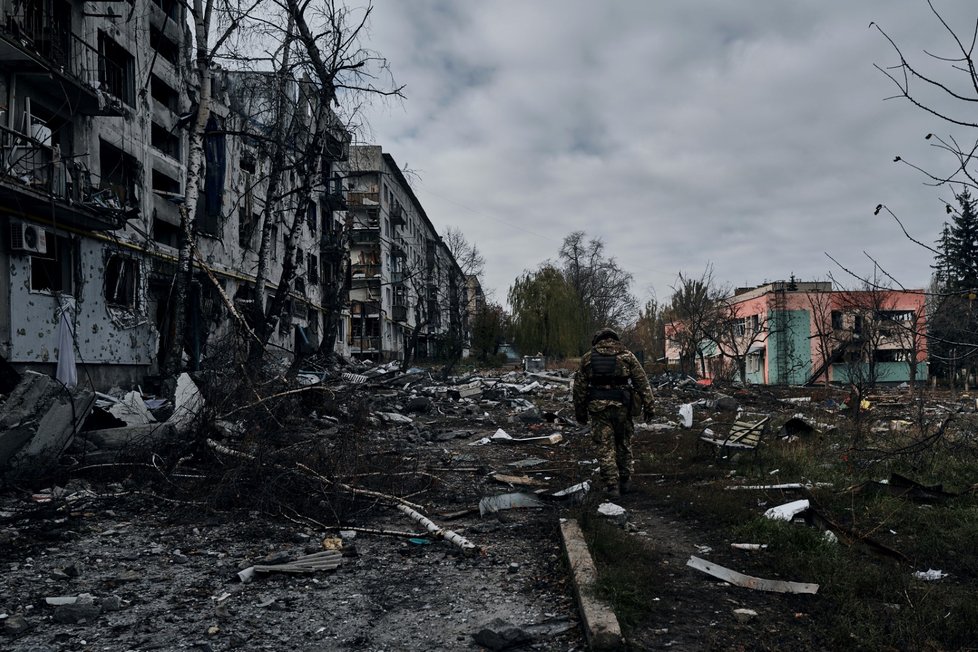 Válka na Ukrajině: Ulice Bachmutu (11.11.2022)