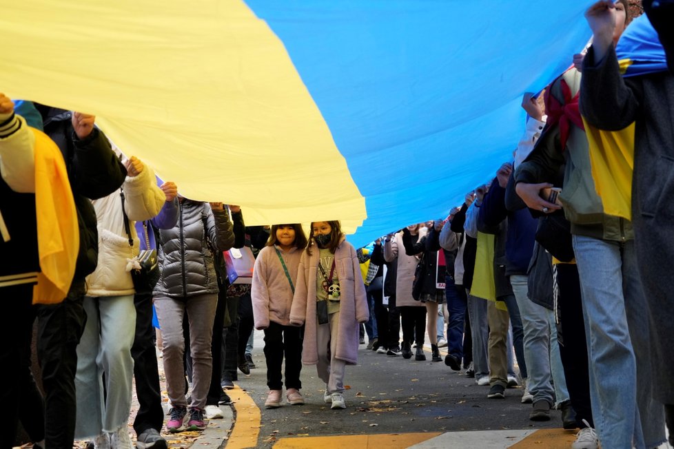 Válka na Ukrajině: Protiruská demonstrace v Jižní Koreji (13.11.2022)