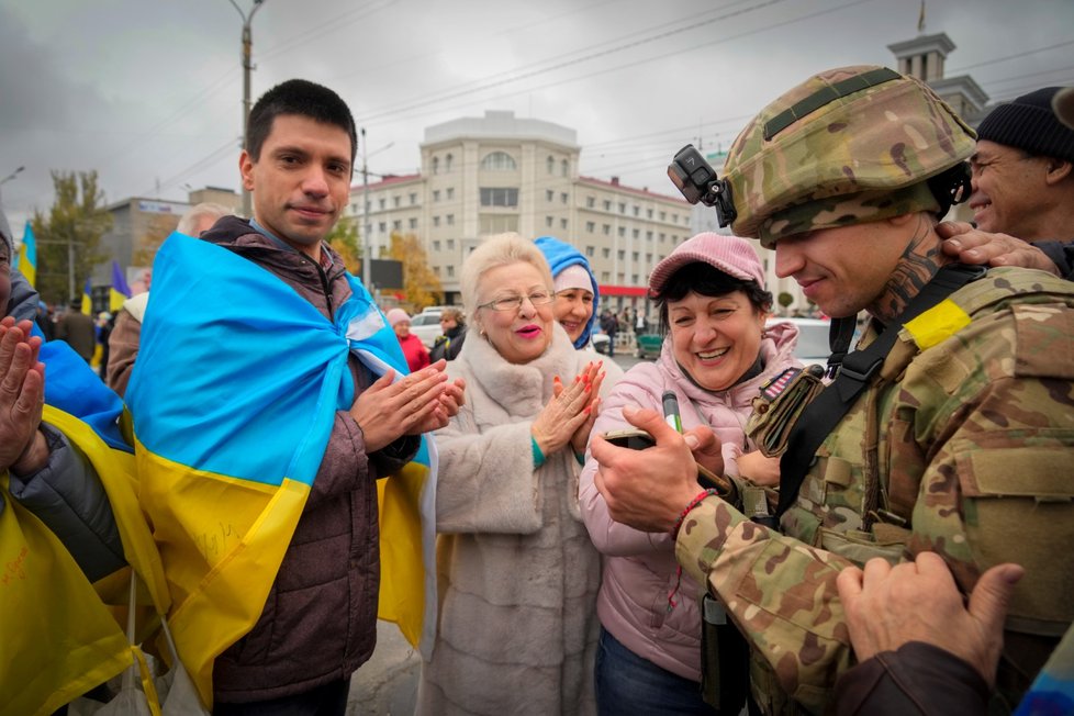 Válka na Ukrajině: Oslavy odchodu ruských vojsk z Chersonu (13.11.2022)