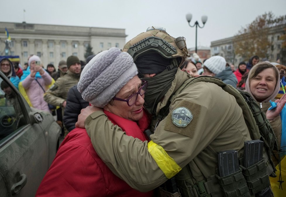 Válka na Ukrajině: Oslavy osvobození v Chersonu (12.11.2022)
