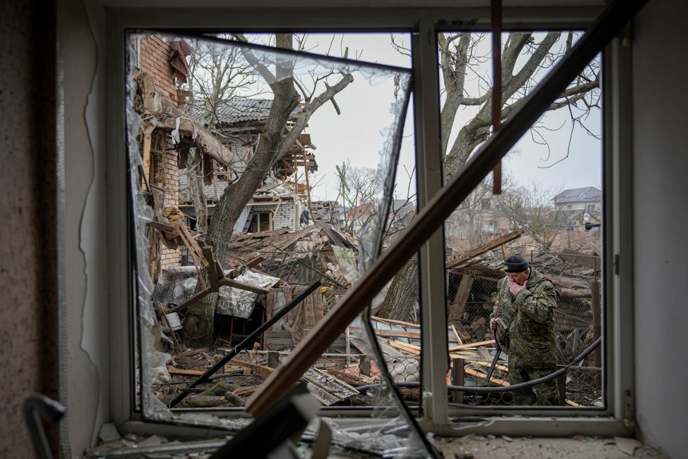 Válka na Ukrajině: Zničené domy v Doněcku (2.3.2022)