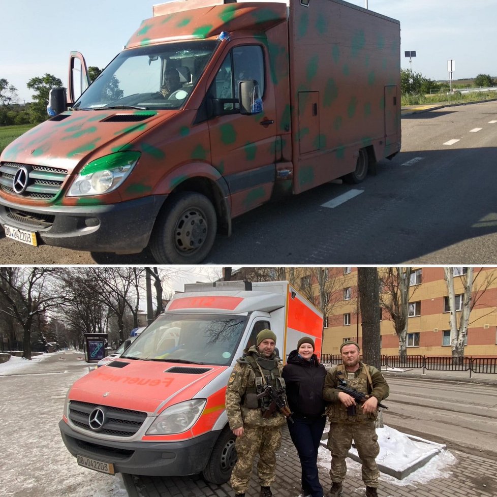 Oksana pomáhá opravovat vozidla určená k záchraně zraněných vojáků.