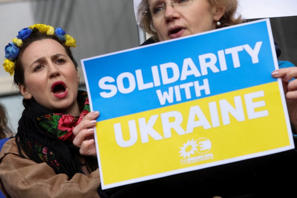 Válka na Ukrajině: Protesty proti ruské agresi v Bruselu (1.3.2022)