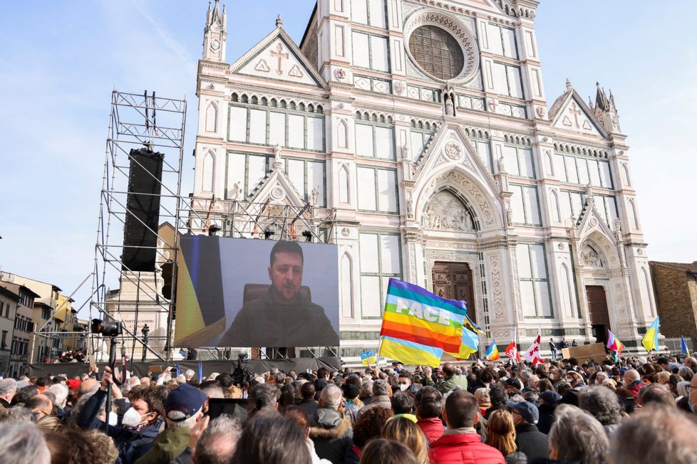 Válka na Ukrajině: Protest proti ruské agresi v Itálii (12.3.2022)