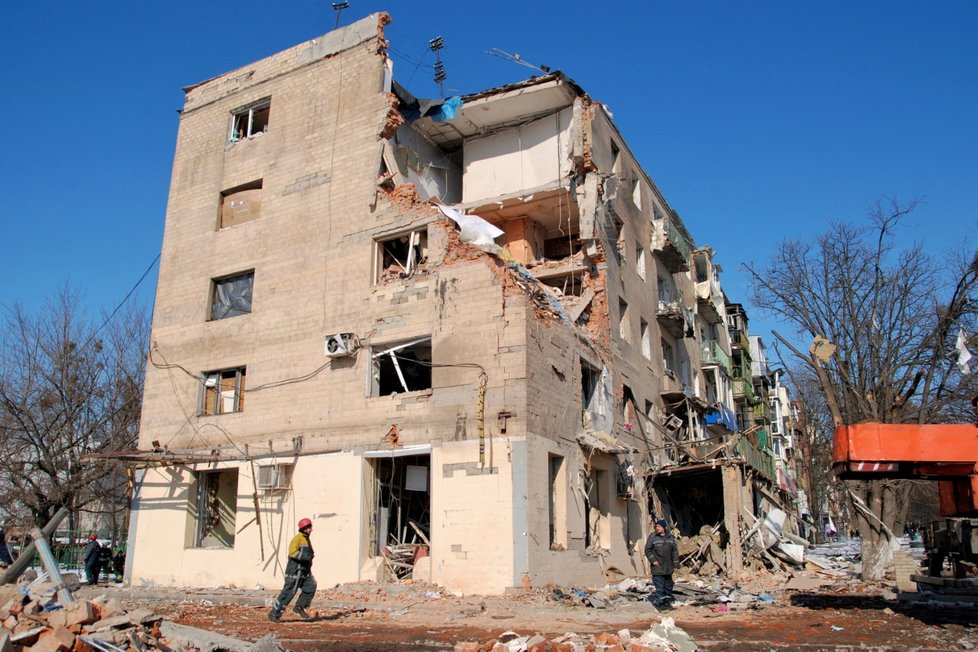 Válka na Ukrajině: Poničený Charkov (13.3.2022)