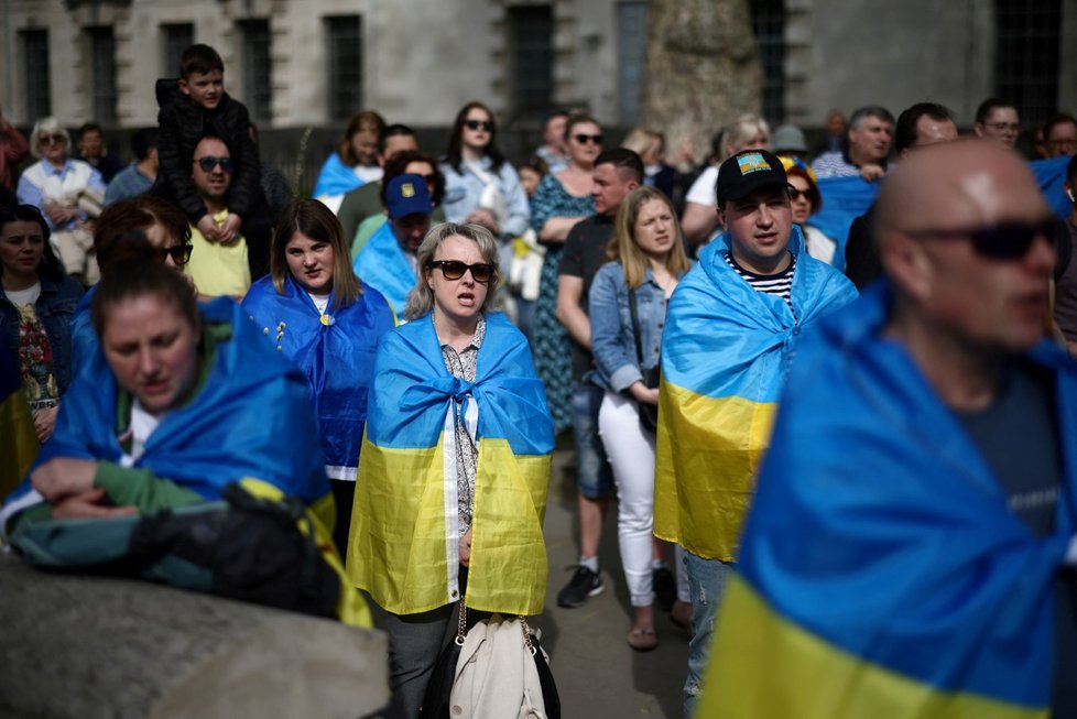 Válka na Ukrajině: Protesty proti ruské agresi ve Velké Británii (17.4.2022)