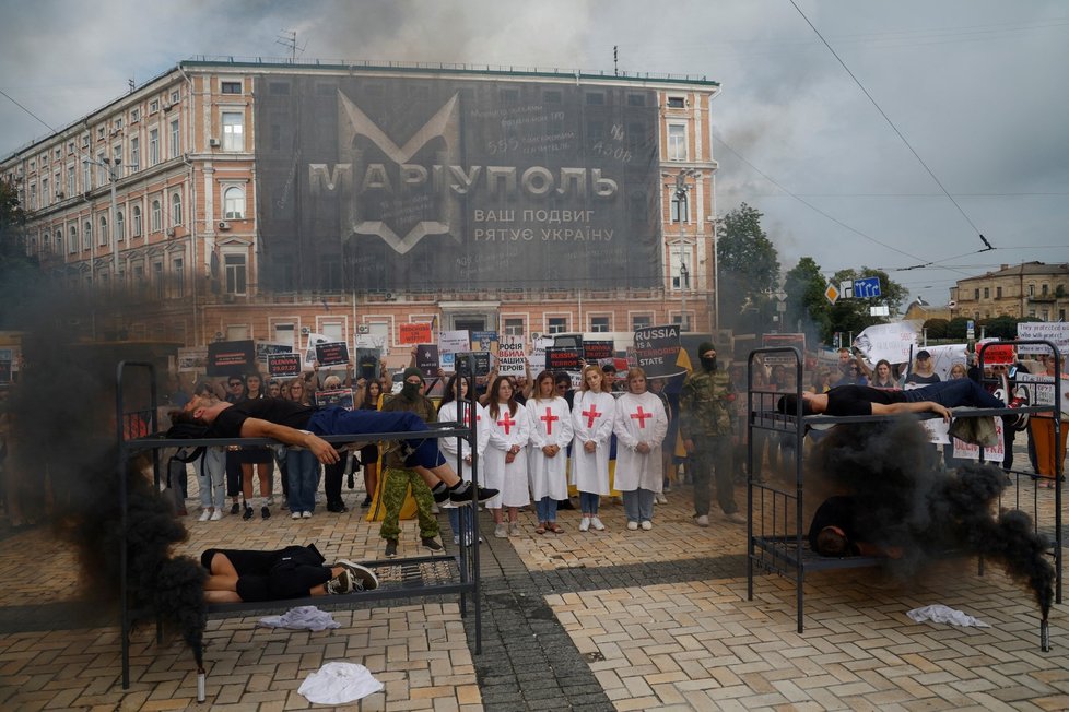 Válka na Ukrajině: Protestní rekonstrukce událostí v Olenivce (4.8.2022)