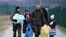 Válka na Ukrajině: Uprchlíci v polské obci Medyka (13. 3. 2022)