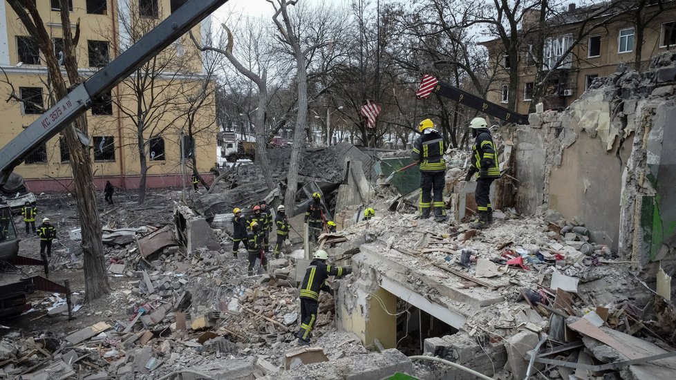 Následky ostřelování v Kramatorsku (2. 2. 2023)