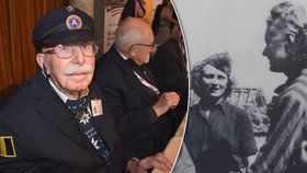 Před 74 lety belgický veterán Louis Gihoul (96) osvobozoval západní Čechy. Jednou z nich byla i Marguerite Michelinová (zcela vpravo).