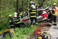 Sanitka s pacienty narazila na Pardubicku do stromu: Jeden člověk to nepřežil