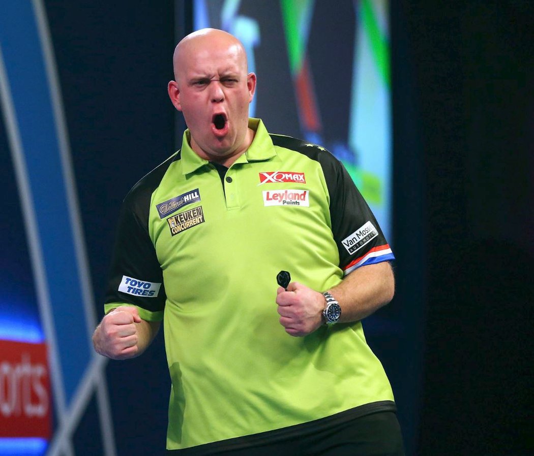 Michale van Gerwen v utkání proti Alanu Tabernovi