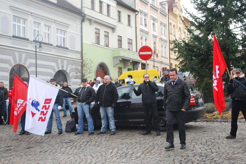 Na mítinku DSSS promluvil také předseda Tomáš Vandas