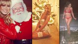 Vánoční pozdravy: Heidi Klum se Santou, vyprsená Mariah Carey na sněhu