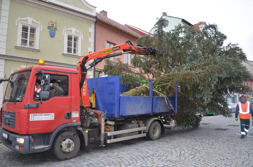 Strakonice narychlo vyměnily stromek, kterému se smálo celé město