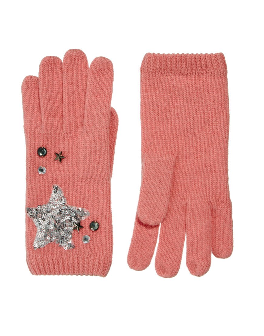 Meruňkové rukavice s hvězdičkou, Asos.com, cca 400 Kč.