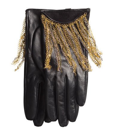 Kožené rukavice se zlatými řetízky, HM, 1299 Kč.