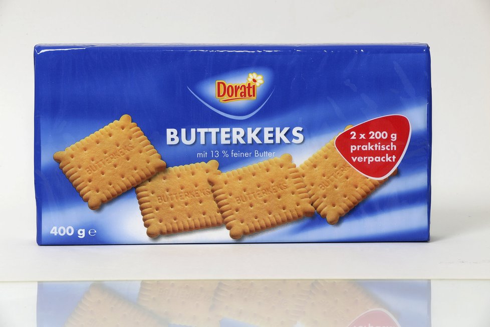 Sušenky Dorati Butterkeks obsahují 14,8 % másla