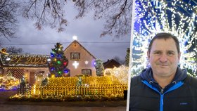 Vánoční nádhera Václava Trunce v Chotovicích: Rozsvítil přes 91 žárovek, za elektřinu dá 20 tisíc