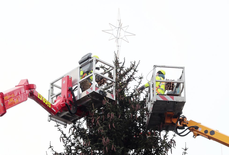 Vánoční strom na Staroměstském náměstí, 24. 11. 2020.