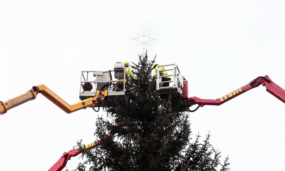 Vánoční strom na Staroměstském náměstí, 24. 11. 2020.