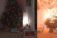 Z okna bytu v Brně vyletěl hořící vánoční stromek: Muž se při hašení popálil