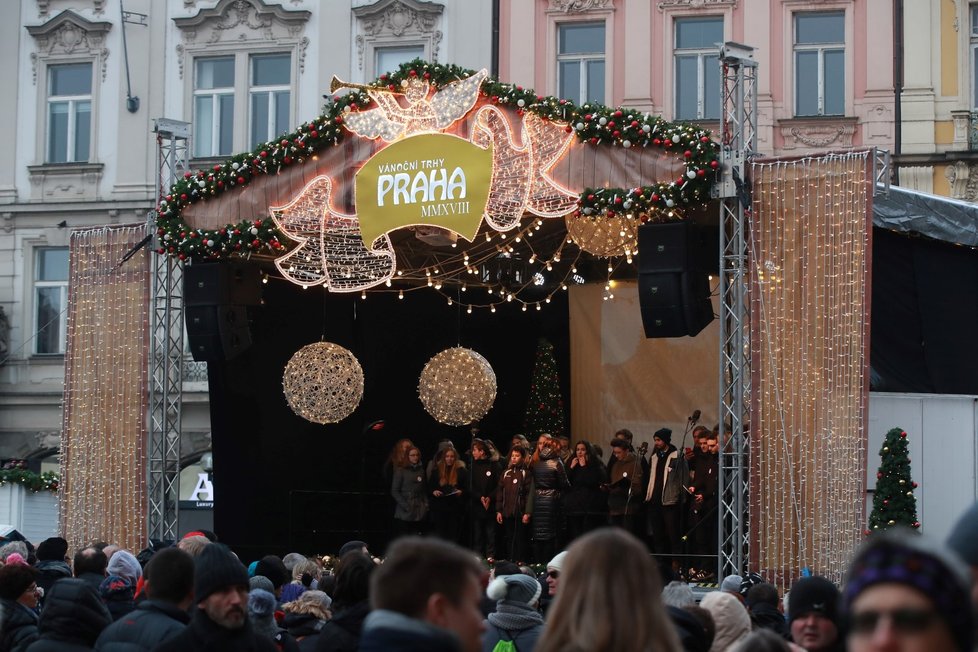 Vánoční trhy na Staroměstském náměstí v roce 2018.