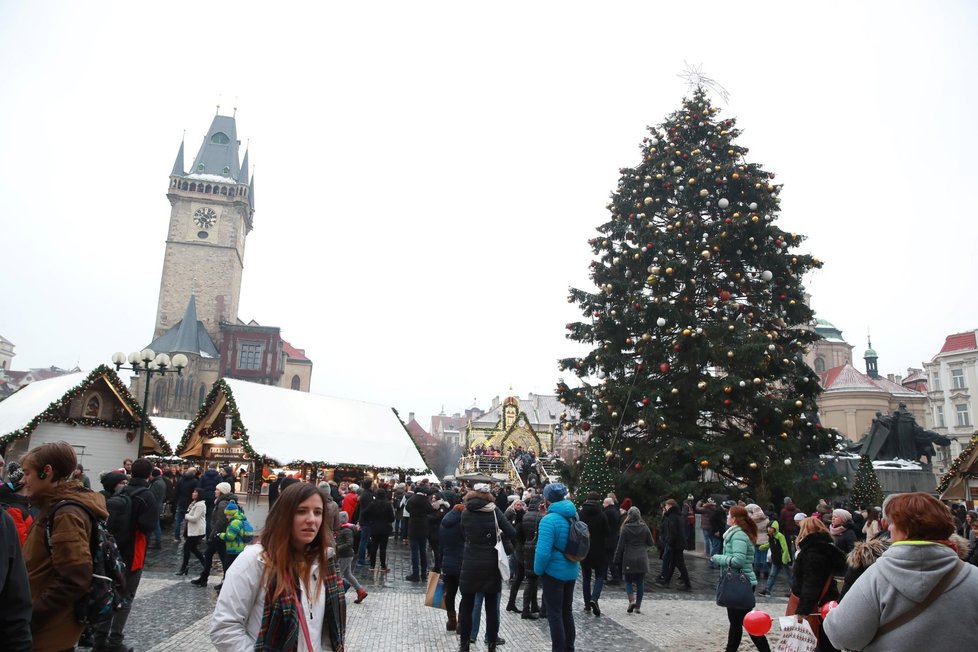 Vánoční trhy na Staroměstském náměstí v roce 2018.