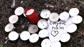 Pomníček za Dominika na místě, kde našli jeho tělo.