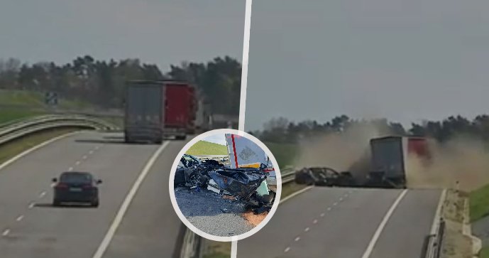 Na D3 u Kaplice narazilo BMW do stojící kolony kamionů.