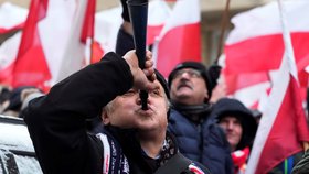 Protest svolaný opoziční stranou PiS ve Varšavě (11. 1. 2024)